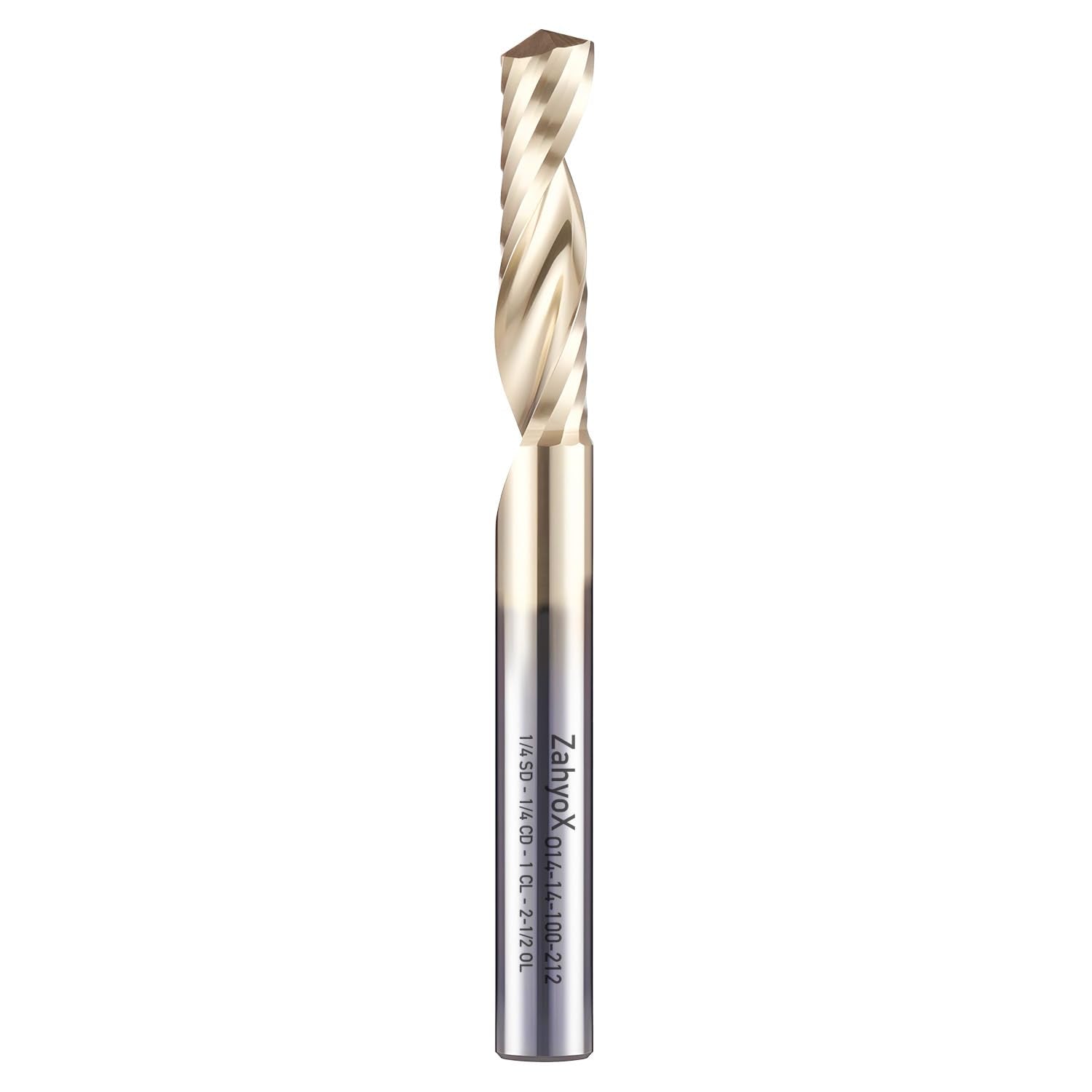 ZahyoX O Flute Upcut Spiral Router Bit 1/4" Shank, 1/4" Cutting Dia, 1" Cutting Length, 2-1/2" OVL, Single Flute CNC Bit for Acrylic Sheets, PVC Boards, Plastics - Zahyox