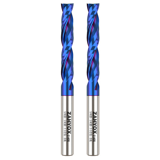 2Pack - S1406 Solid Carbide nACo Coated Upcut Spiral Router Bit - 2 Flutes  - 1/4 SD - 1/4 CD - 1-1/2 CL - 3 OL - Zahyox