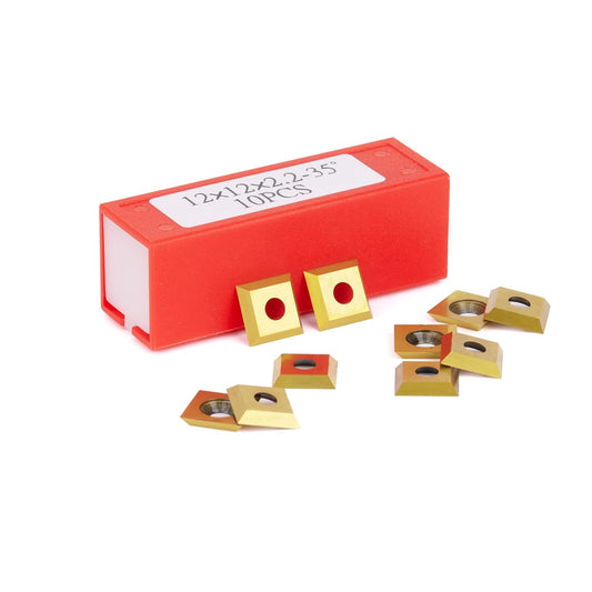 ZahyoX 12mm Coated Tungsten Carbide Inserts Replacement for CNC Spoilboard Surfacing Router Bit (12mm x 12mm, 2.2mm), 30 Degree Cutting Angle (10PCS) - Zahyox