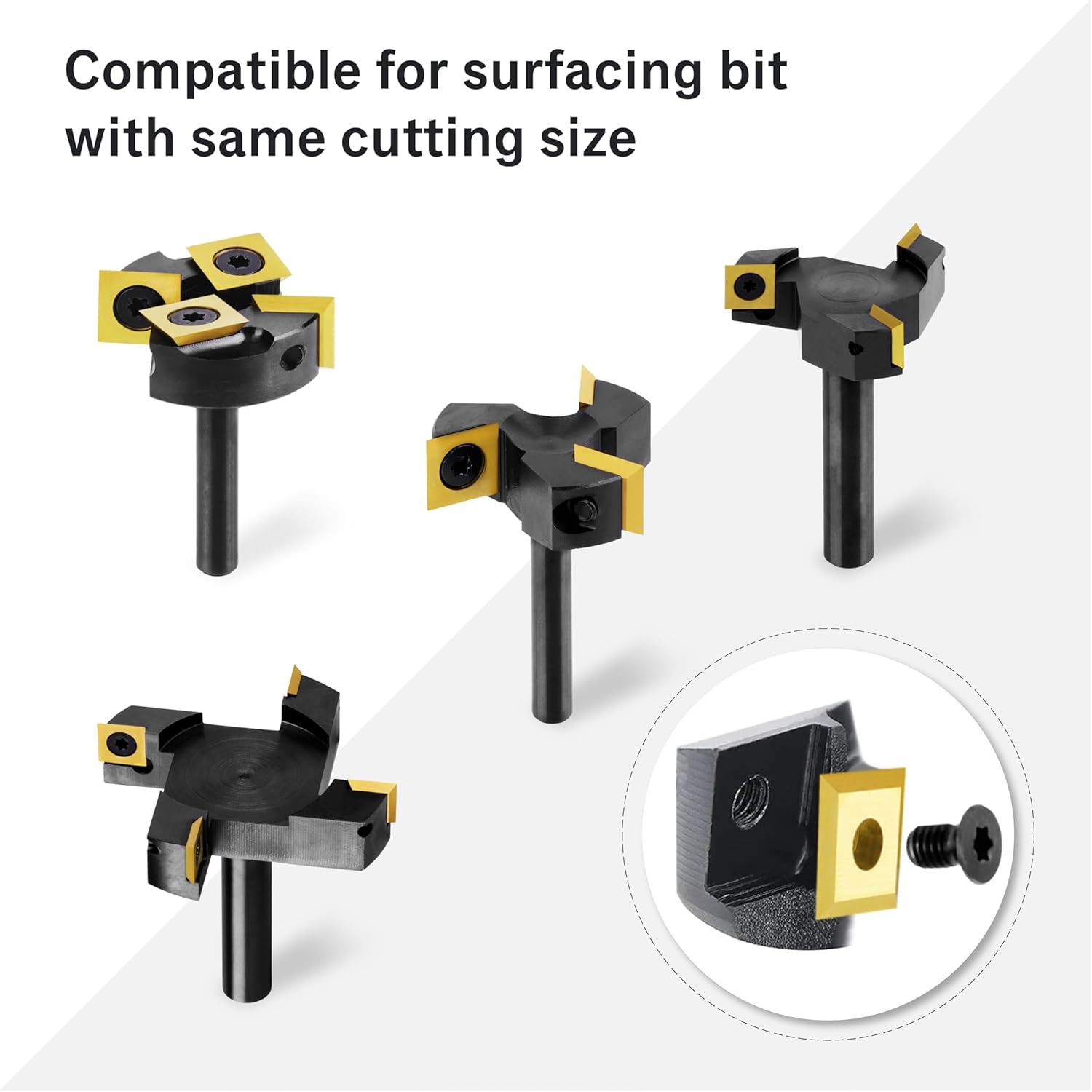 ZahyoX 12mm Coated Tungsten Carbide Inserts Replacement for CNC Spoilboard Surfacing Router Bit (12mm x 12mm, 2.2mm), 30 Degree Cutting Angle (10PCS) - Zahyox