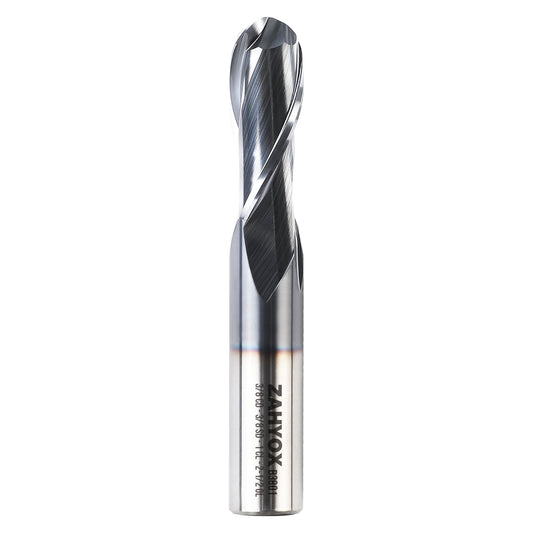 B3801 Upcut Ball End Mill - 2 Flutes - 3/8 Dia - 3/8 Shank - 1 LOC - 2-1/2 OAL - R3/16 - Zahyox