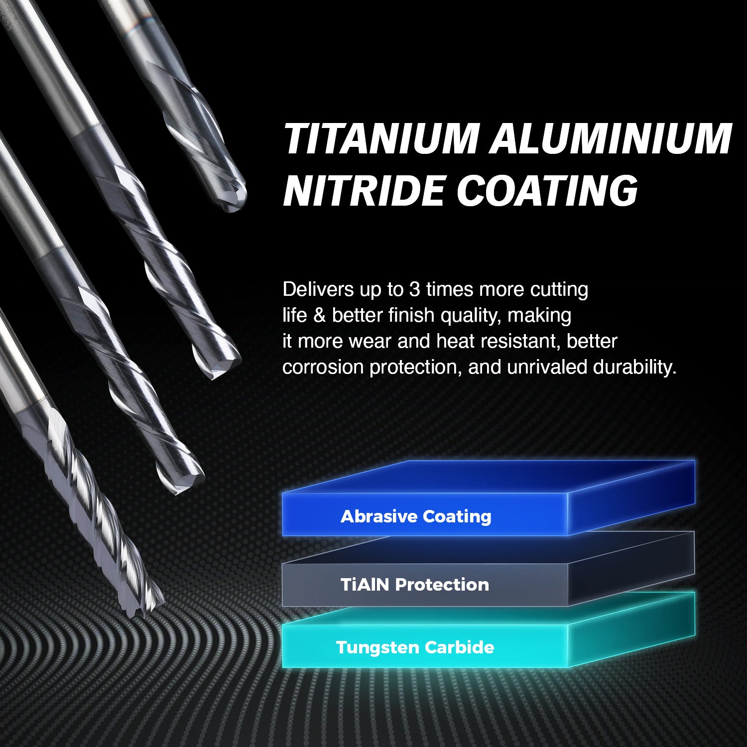 B3801 Upcut Ball End Mill - 2 Flutes - 3/8 Dia - 3/8 Shank - 1 LOC - 2-1/2 OAL - R3/16 - Zahyox
