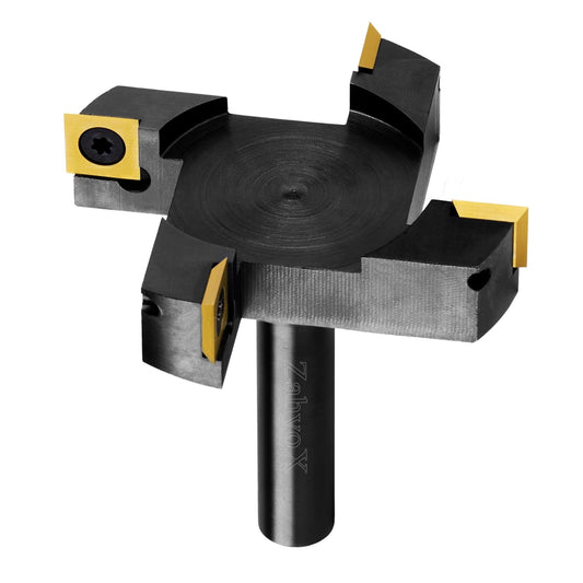 CNC Spoilboard Surfacing Router Bit, 1/2" Shank, 4 Wings, 3" Cutting Dia, TiN Coated Insert Carbide Slab Flattening Router Bit - C1202T - Zahyox