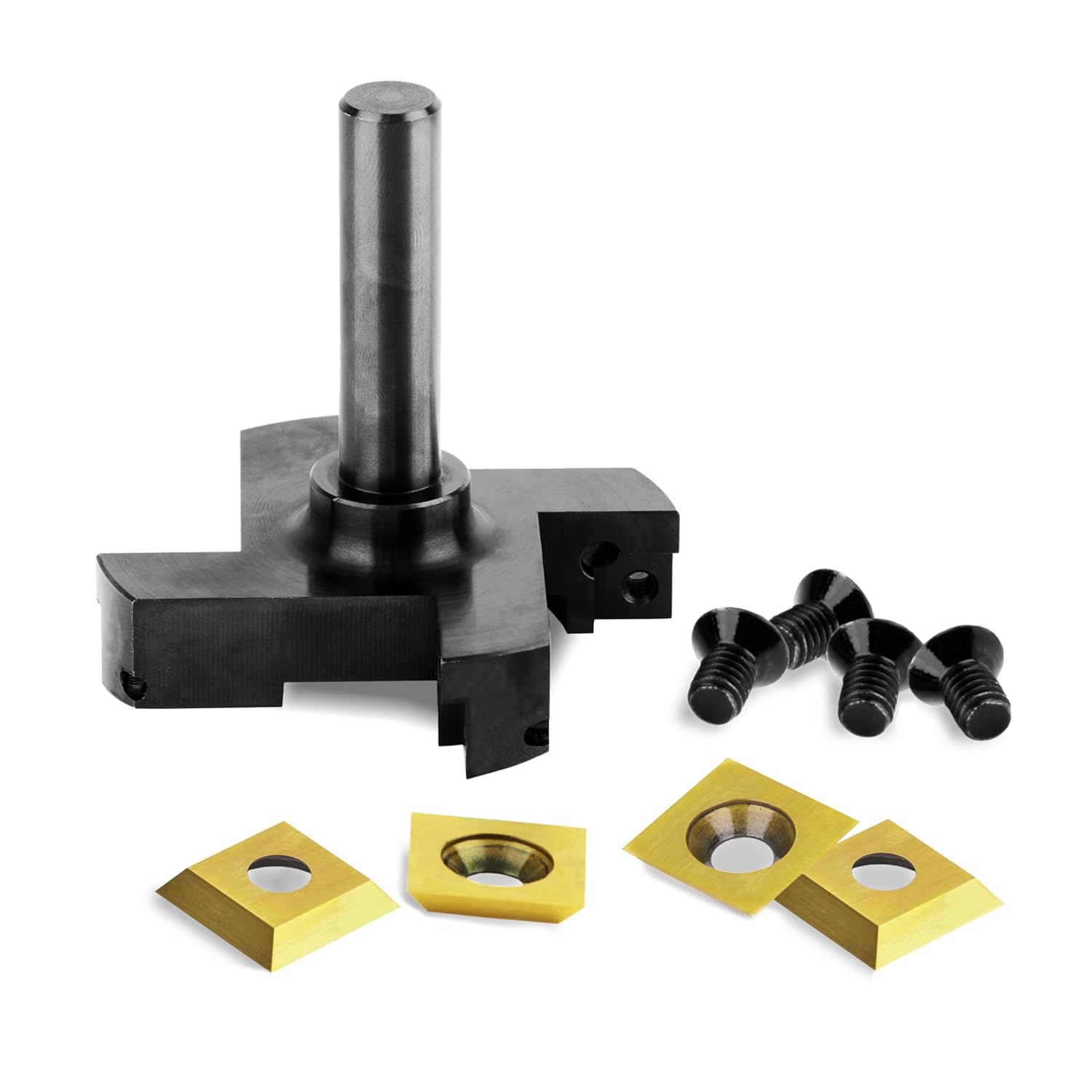 CNC Spoilboard Surfacing Router Bit, 1/2" Shank, 4 Wings, 3" Cutting Dia, TiN Coated Insert Carbide Slab Flattening Router Bit - C1202T - Zahyox