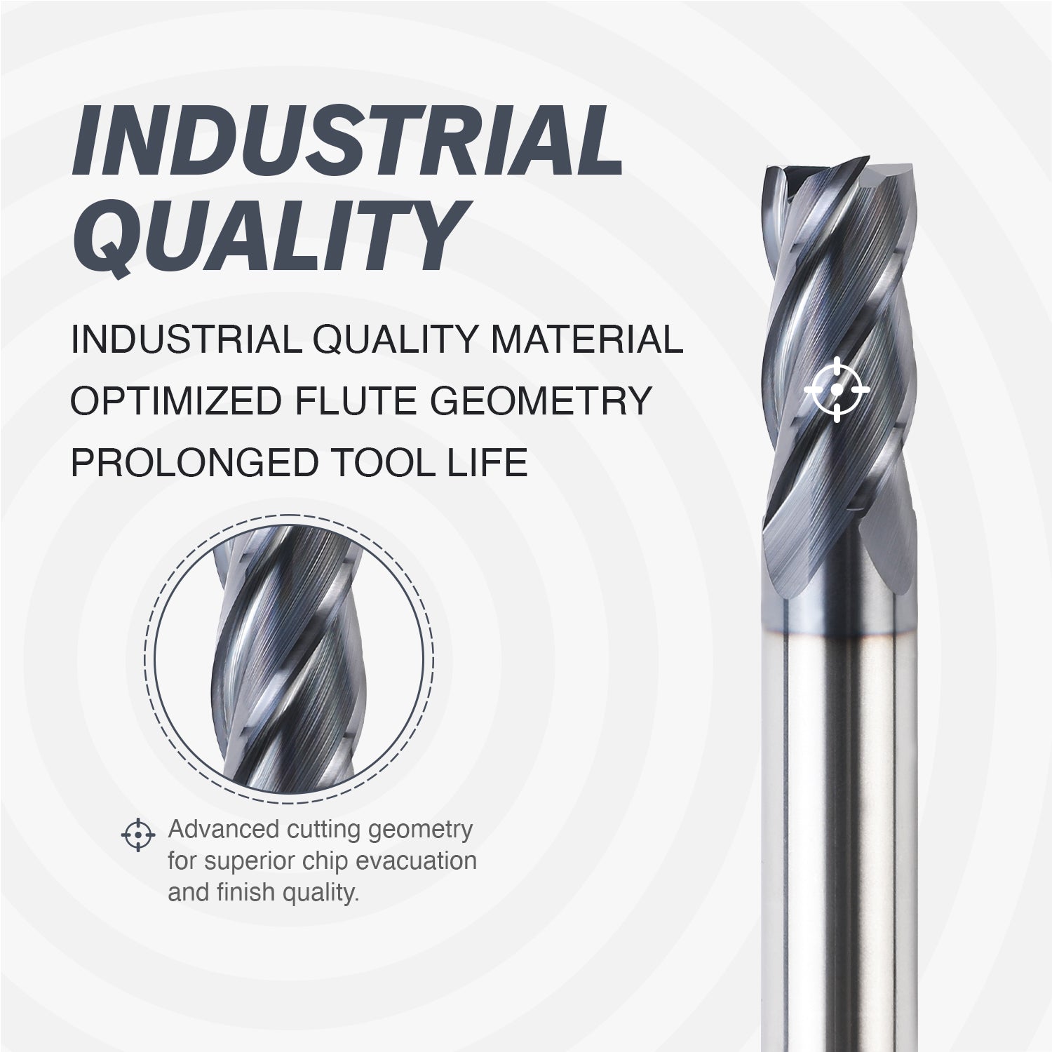 M1201 Solid Carbide Upcut End Mill - 4 Flutes - 1/2 Dia - 1/2 Shank - 1-1/8 LOC - 3 OAL - Zahyox