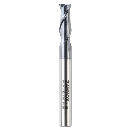 M1402 Solid Carbide Upcut End Mill - 2 Flutes - 1/4 Dia - 1/4 Shank - 3/4 LOC - 2-1/2 OAL - Zahyox
