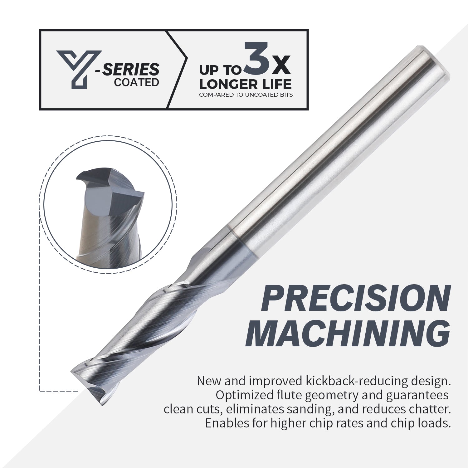 M1402 Solid Carbide Upcut End Mill - 2 Flutes - 1/4 Dia - 1/4 Shank - 3/4 LOC - 2-1/2 OAL - Zahyox