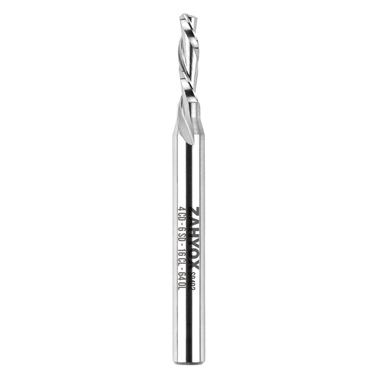 S0402 Solid Carbide Metric Downcut Spiral Router Bit - 2 Flutes - 6mm SD - 4mm CD - 16mm CL - 64mm OL - Zahyox