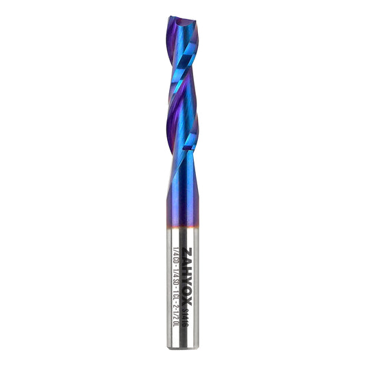 S1416 Solid Carbide nACo Coated Upcut Spiral Router Bit - 2Flutes - 1/4 SD - 1/4 CD - 1 CL - 2-1/2 OL - Zahyox