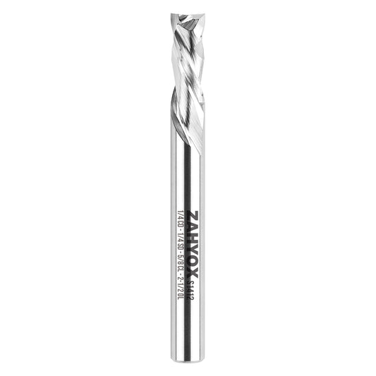 S1412 Solid Carbide Compression Spiral Router Bit - 2 Flutes - 1/4 SD - 1/4 CD - 5/8 CL - 2-1/2 OL - 3/16 UCL - Zahyox