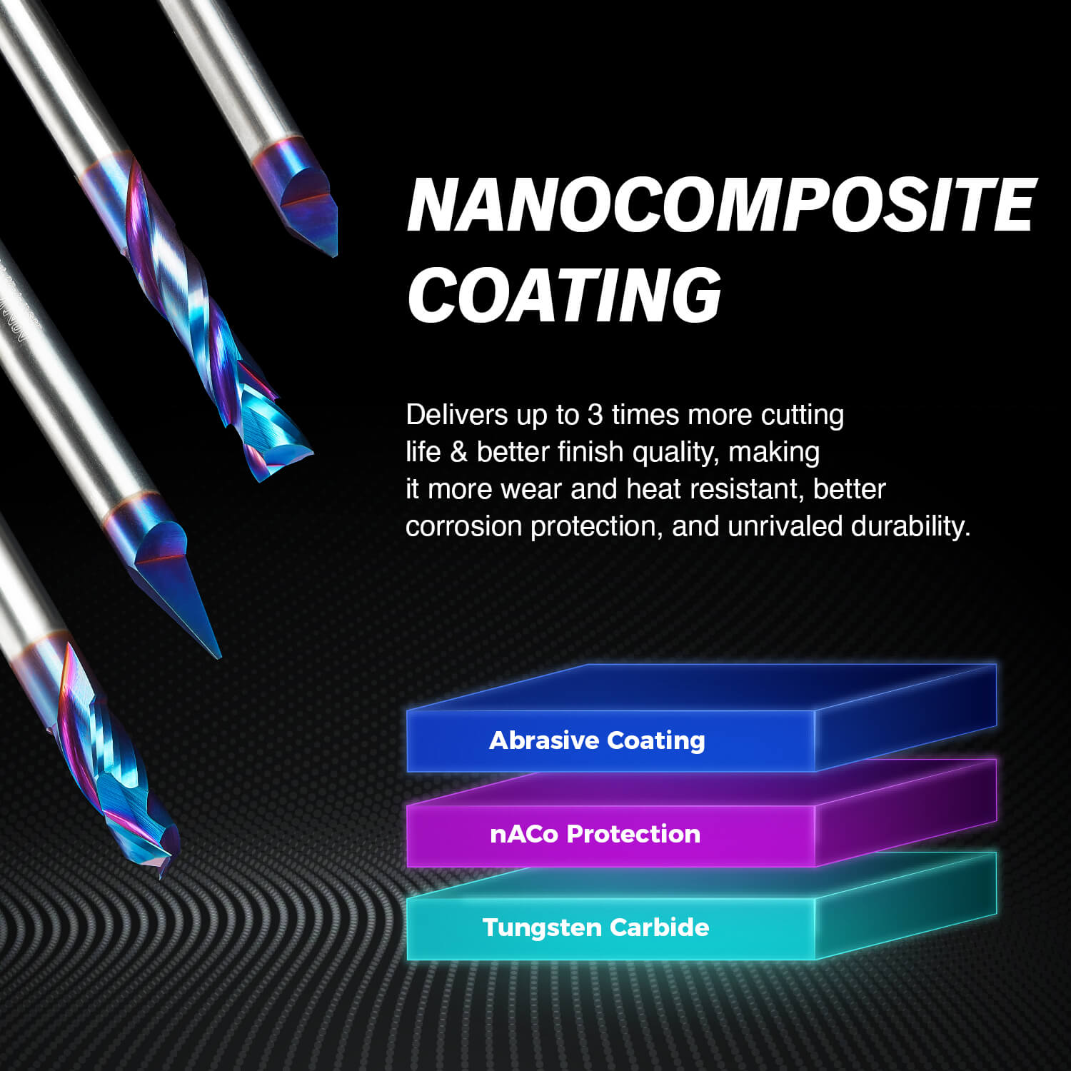 3/8" Shank Compression nACo Coated Spiral Router Bit - 2 Flutes - 3/8" Cutting Dia - 1-5/8" LOC - 3-1/2" OAL - S3815 PRO - Zahyox