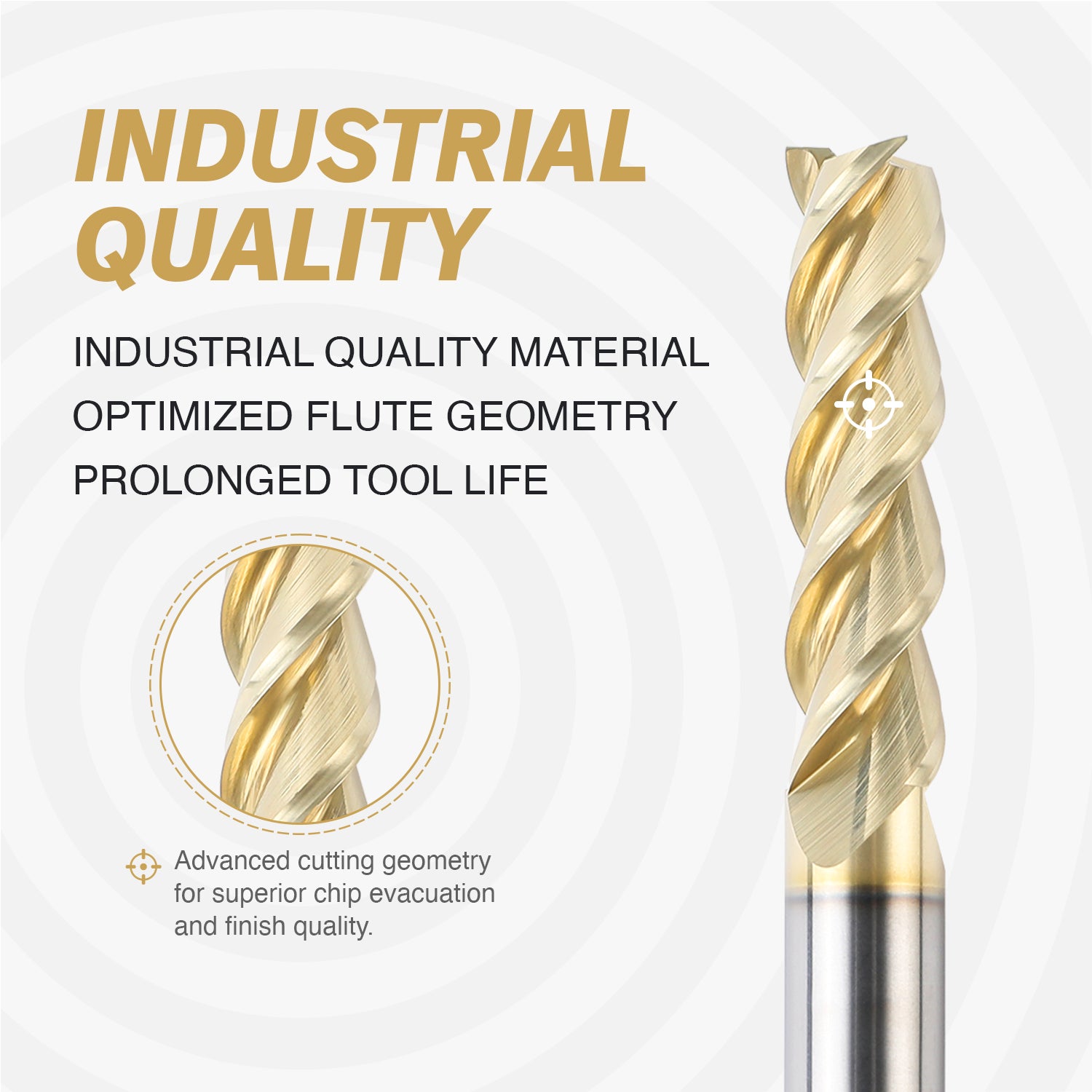 M3801 ZrN Coated Upcut End Mill - 3 Flutes - 3/8 Dia - 3/8 Shank - 1-1/2 LOC - 3-1/2 OAL - Zahyox