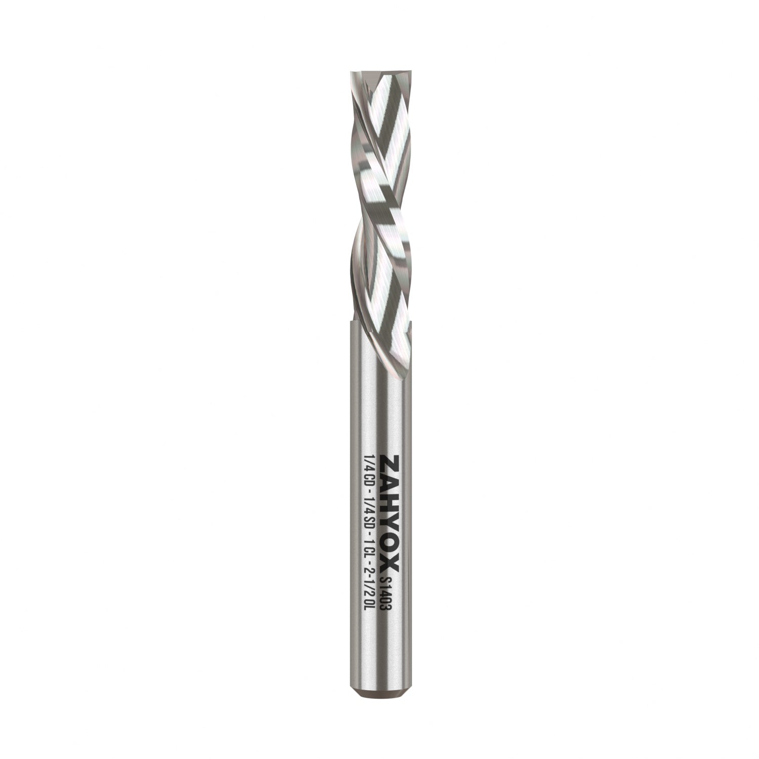 S1403 Solid Carbide Downcut Spiral Router Bit - 2Flutes - 1/4 SD - 1/4 CD - 1 CL - 2-1/2 OL - Zahyox