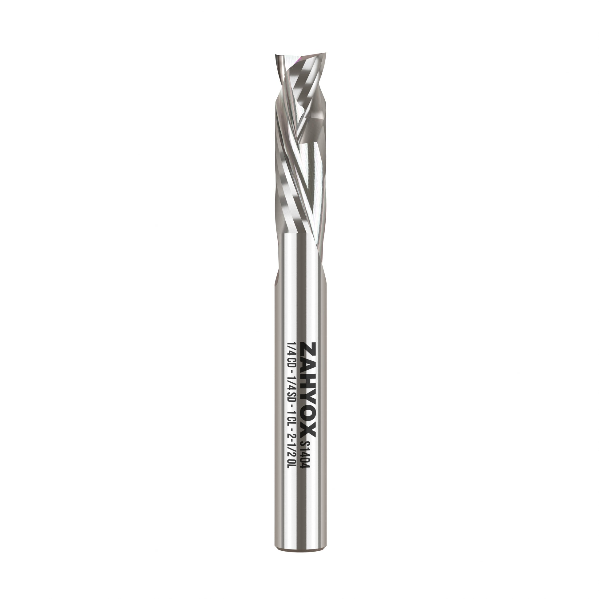 S1404 Solid Carbide Compression Spiral Router Bit - 2Flutes - 1/4 SD - 1/4 CD - 1 CL - 2-1/2 OL - Zahyox