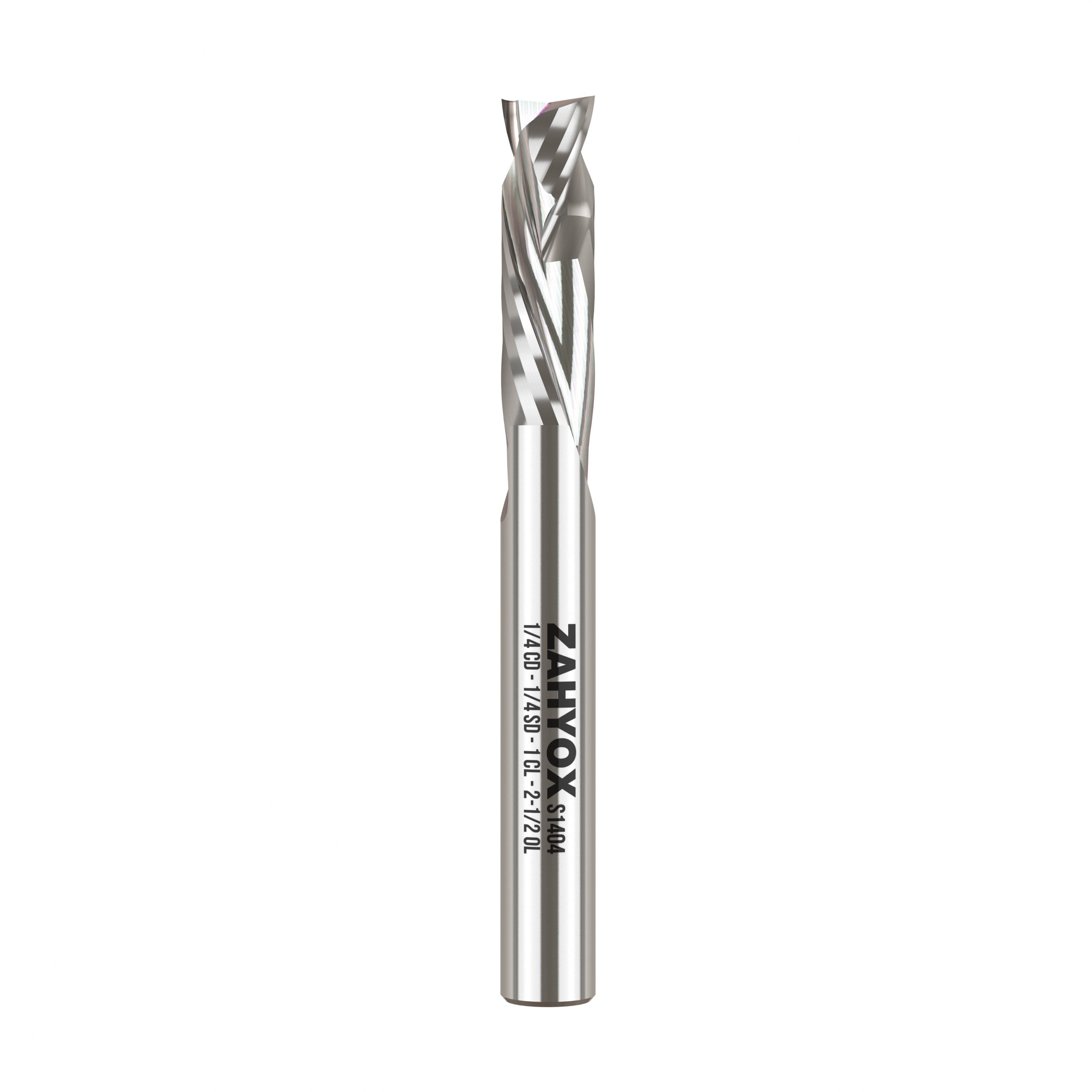 S1404 Solid Carbide Compression Spiral Router Bit - 2Flutes - 1/4 SD - 1/4 CD - 1 CL - 2-1/2 OL - Zahyox