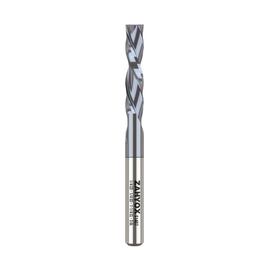 S1407 Solid Carbide TiAlN Coated Downcut Spiral Router Bit - 2 Flutes - 1/4 SD - 1/4 CD - 1-1/4 CL - 3 OL - Zahyox