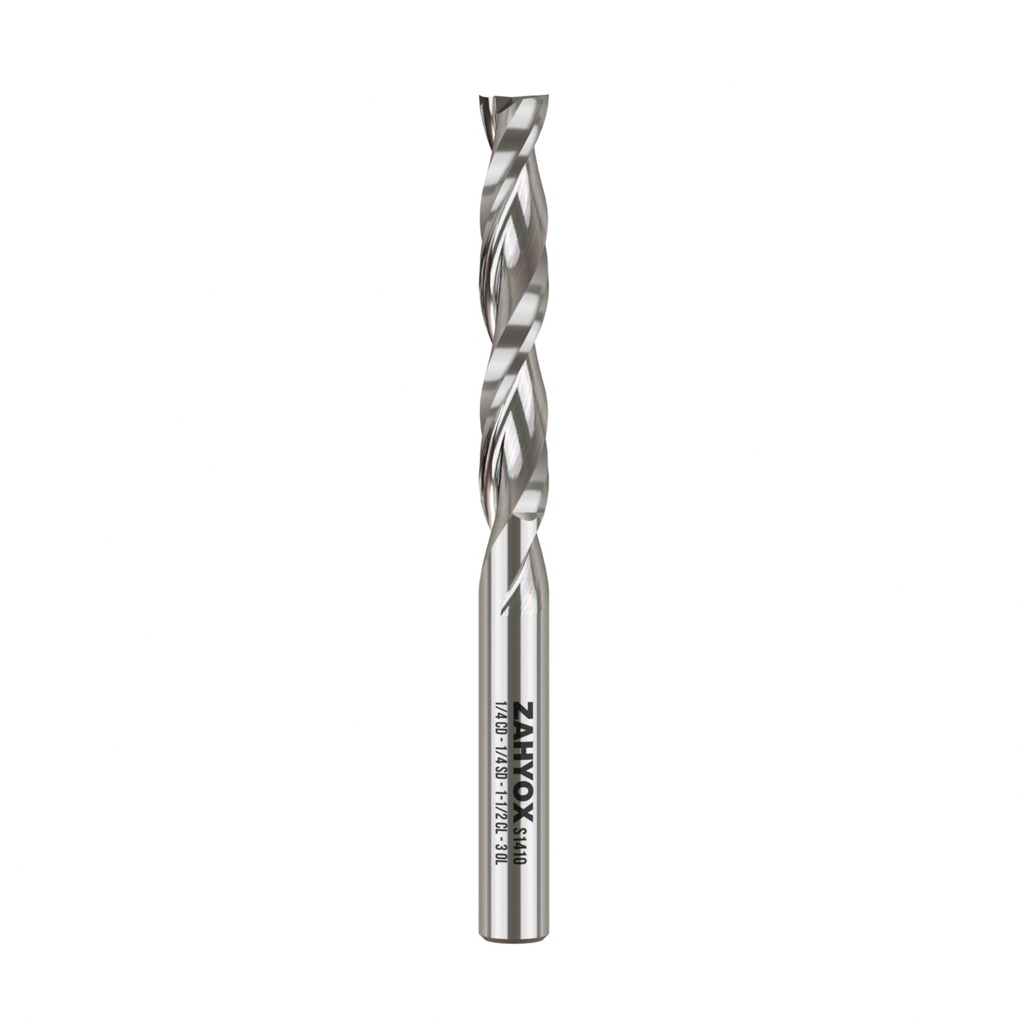 S1410 Solid Carbide Upcut Spiral Router Bit - 2Flutes - 1/4 SD - 1/4 CD - 1-1/2 CL - 3 OL - Zahyox
