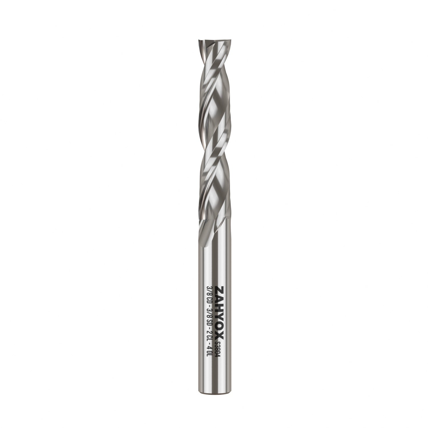 3/8" Shank Solid Carbide Upcut CNC Spiral Router Bit - 2 Flutes - 3/8" Cutting Dia - 2" LOC - 4" OAL - S3804 - Zahyox