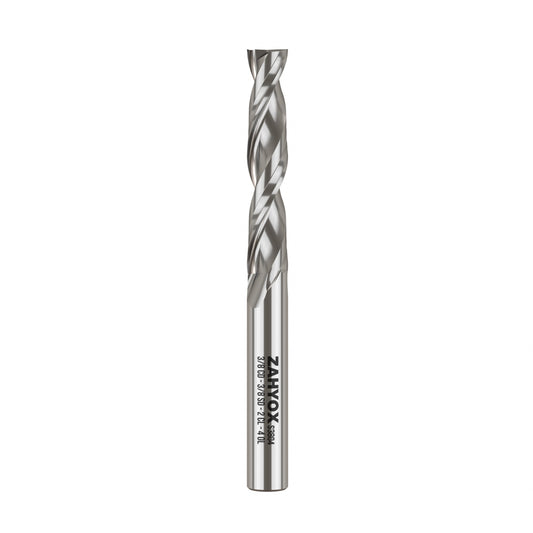 3/8" Shank Solid Carbide Upcut CNC Spiral Router Bit - 2 Flutes - 3/8" Cutting Dia - 2" LOC - 4" OAL - S3804 - Zahyox