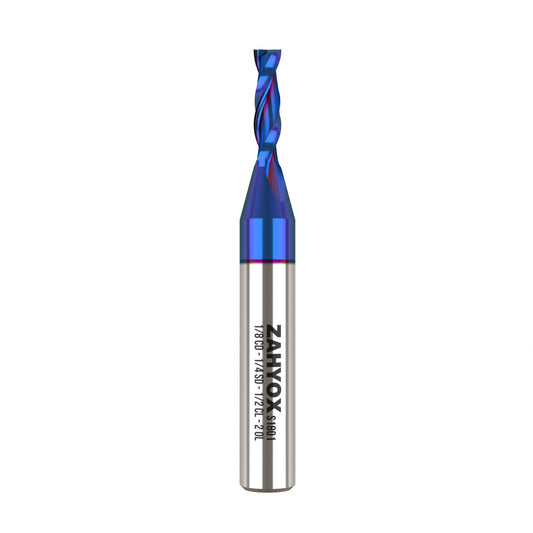 S1801 Solid Carbide nACo Coated Upcut Spiral Router Bit - 2 Flutes -  1/4 SD - 1/8 CD - 1/2 CL - 2 OL - Zahyox