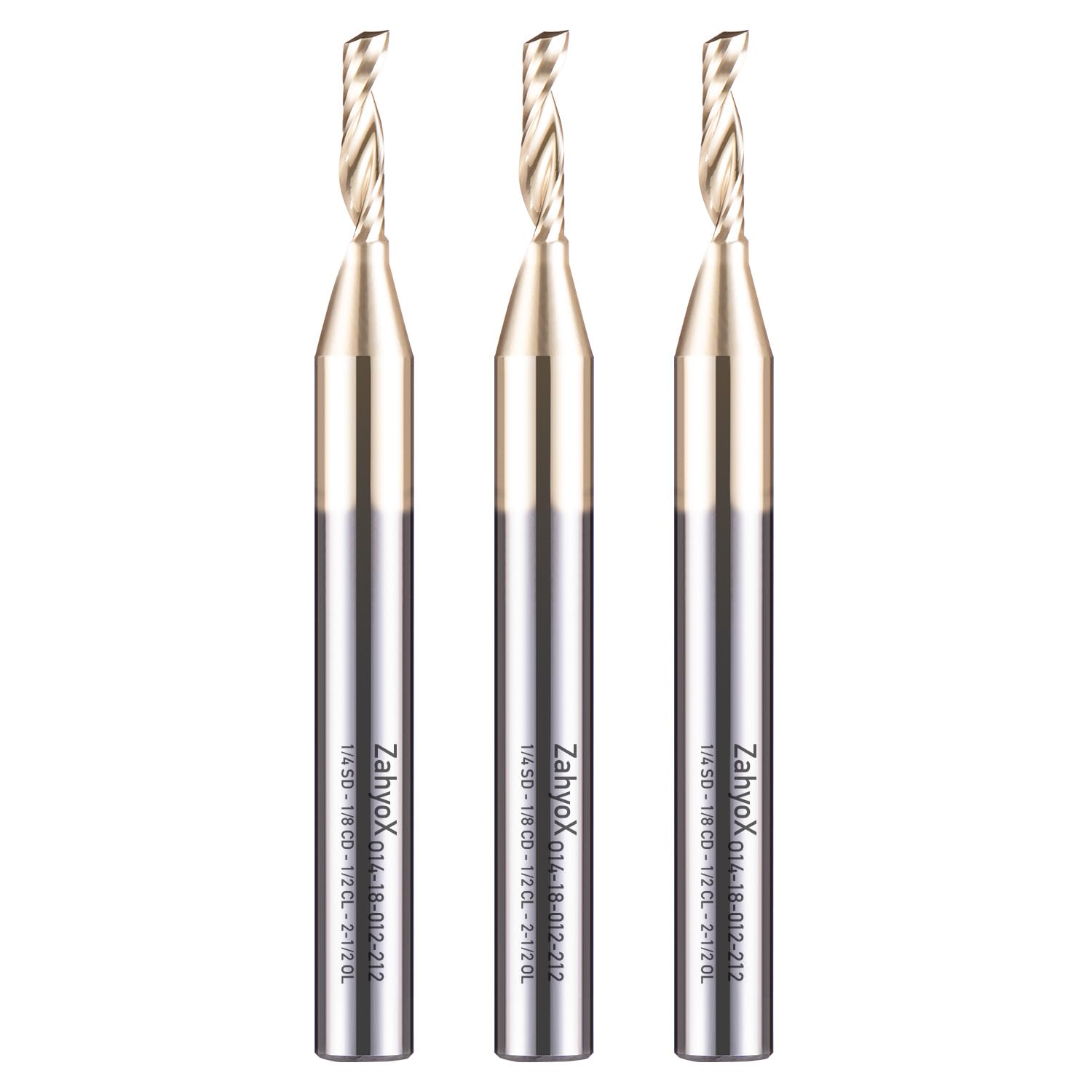 ZahyoX O Flute Upcut Spiral Router Bit 1/4" Shank, 1/8" Cutting Dia, 1/2" Cutting Length, 2-1/2" OVL, Single Flute CNC Router Bit for Plastic, ABS, Acrylic (Copy) - Zahyox