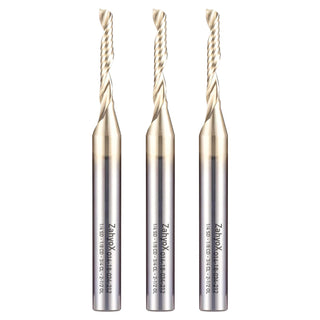 ZahyoX O Flute Upcut Spiral Router Bit 1/4" Shank, 1/8" Cutting Dia, 3/4" Cutting Length, 2-1/2" OVL (Pack of 3), Single Flute CNC Bit for Plastic, Acrylic, PVC, ABS (Copy)