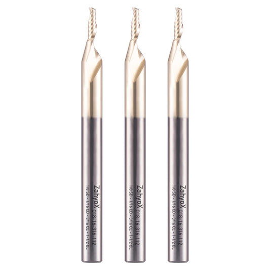 ZahyoX O Flute Upcut Spiral Router Bit 1/8" Shank, 1/16" Cutting Dia, 3/16" Cutting Length, 1-1/2" OVL, Single Flute CNC Bit for Engraving Acrylic, ABS, Plastics (Copy)