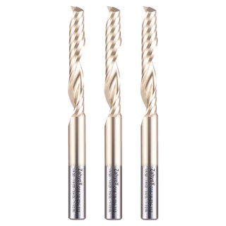 ZahyoX O Flute Upcut Spiral Router Bit 1/8" Shank, 1/8" Cutting Dia, 3/4" Cutting Length, 2-1/2" OVL (Pack of 3), Single Flute CNC Bit for Plastic, PVC, Acrylic, ABS (Copy)