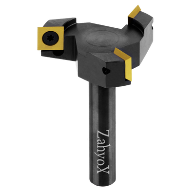 1/2" Shank CNC Spoilboard Surfacing Router Bit | 3-Flute, 2-5/16" Cutting Dia | TiN Coated Insert Carbide Slab Flattening Router Bit - C1201T - Zahyox