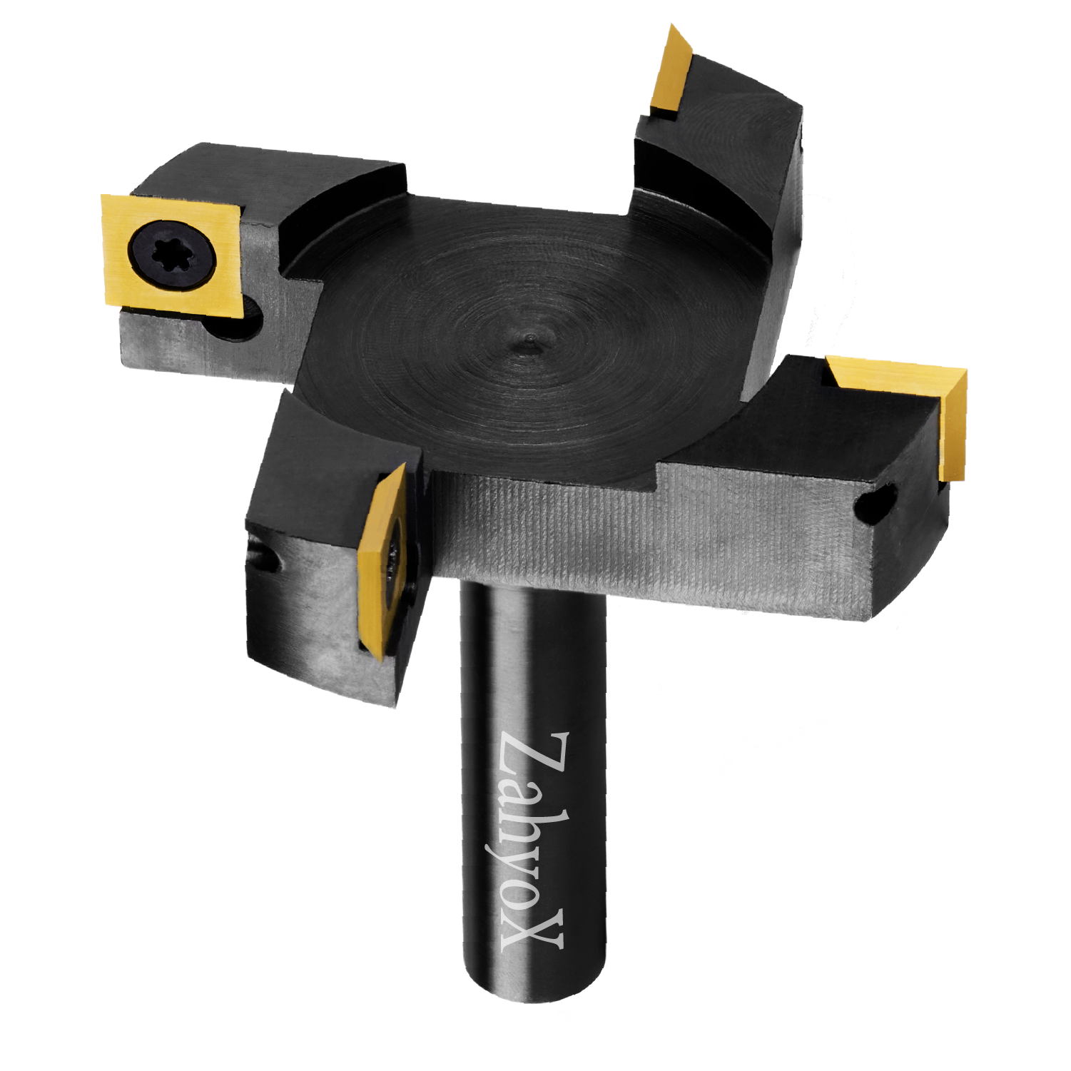 CNCスポイルボード表面仕上げルータービット、1/2インチシャンク、4枚刃、3インチ切削径、TiNコーティングインサートカーバイドスラブ平坦化ルータービット - C1202T