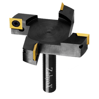CNC Spoilboard Surfacing Router Bit, 1/2" Shank, 4 Wings, 3" Cutting Dia, TiN Coated Insert Carbide Slab Flattening Router Bit - C1202T