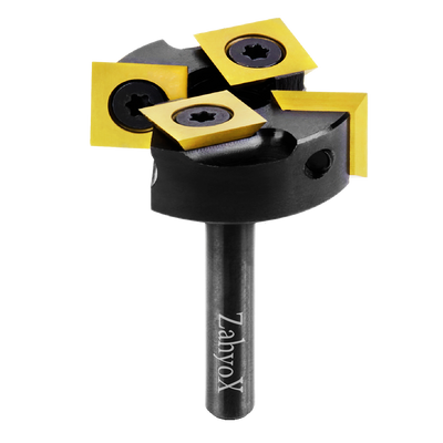 Spoilboard Surfacing Insert CNC Router Bit | 1/4" Shank, 4-Flute, 1-3/8" Diameter | Carbide TiN Coated Insert Slab Flattening Router Bit - C1402T