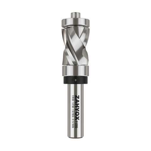 F1205 Compression Pattern Flush Trim Bit with Top & Bottom Bearing - 1/2 SD - 7/8 CD - 1-3/16 CL - 3-11/16 OL - Zahyox