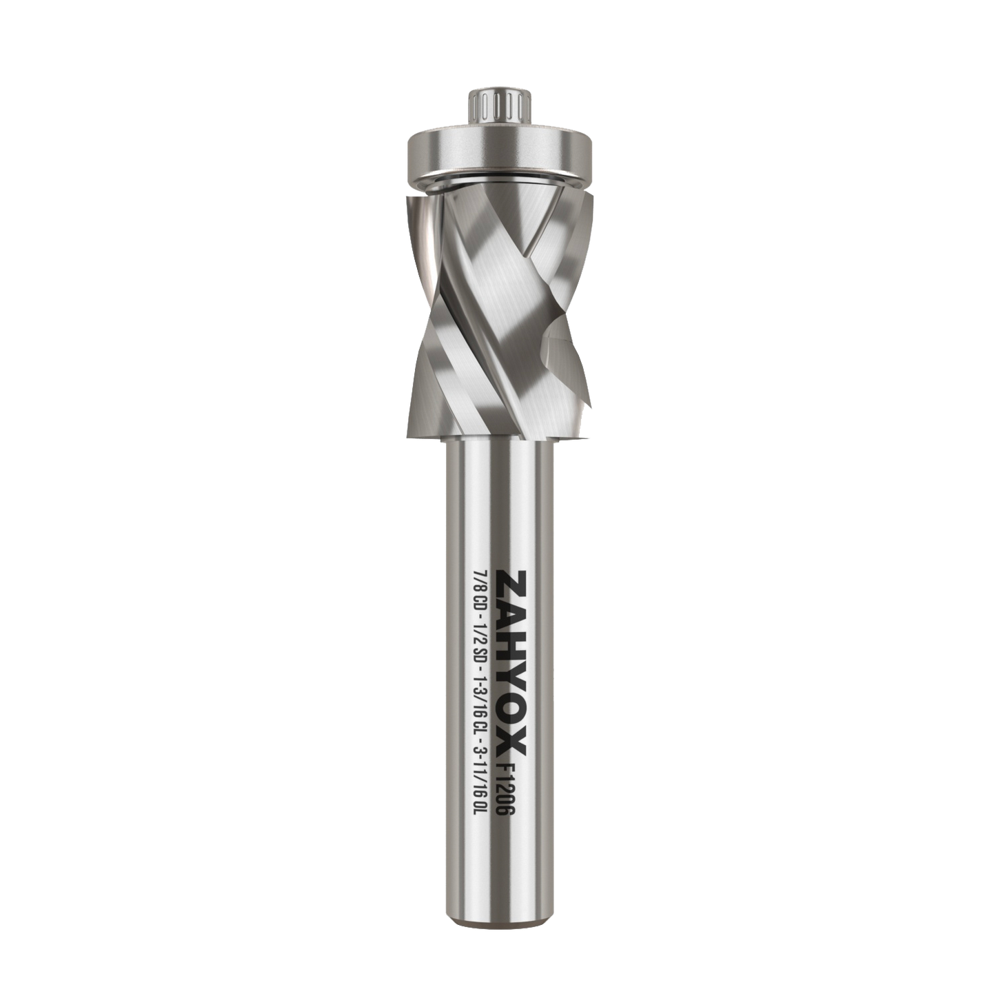 F1206 Compression Spiral Flush Trim Bit with Bottom Bearing - 1/2 SD - 7/8 CD - 1-3/16 CL - 3-11/16 OL