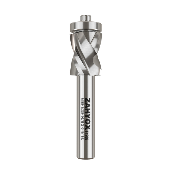 F1206 Compression Spiral Flush Trim Bit with Bottom Bearing - 1/2 F1206 Compression Spiral Flush Trim Bit with Bottom Bearing - 1/2