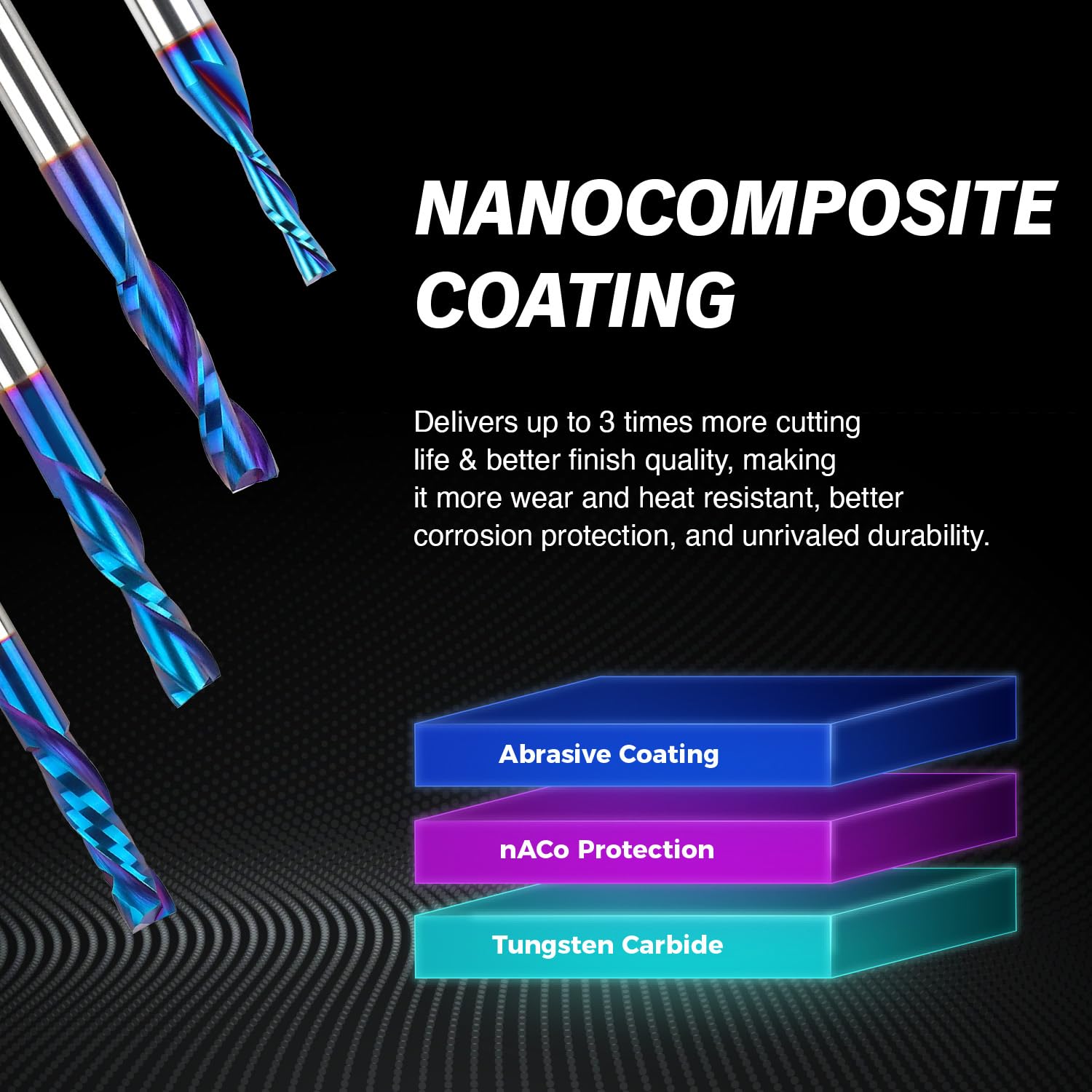 S0812 Solid Carbide Metric Downcut Spiral Router Bit - Nano Coated -2 Flutes - 8mm SD - 8mm CD - 32mm CL - 76mm OL - Zahyox