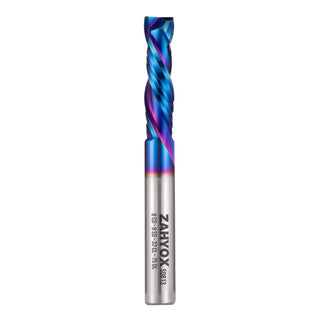 S0813 Solid Carbide Metric Compression Spiral Router Bit - Nano Coated -2 Flutes - 8mm SD - 8mm CD - 32mm CL - 76mm OL