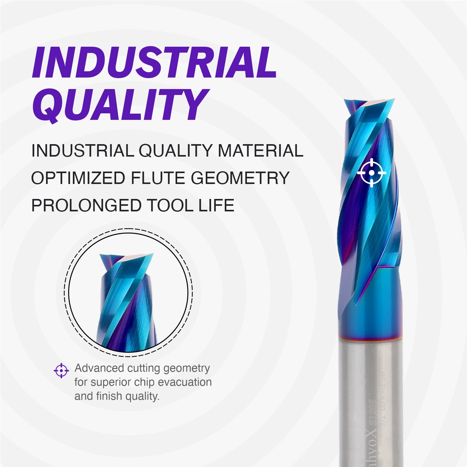 1/2" Shank Upcut nACo Coated CNC Spiral Router Bit - 2 Flutes  1/2" CD - 1-1/4" CL - 3" OAL - S1205 - Zahyox