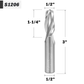 1/2" Shank Upcut Solid Carbide CNC Spiral Router Bit - 2 Flutes - 1/2" CD - 1-1/4" CL - 3" OL - S1206 - Zahyox