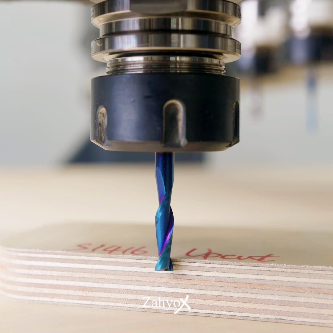 S1416 Solid Carbide nACo Coated Upcut Spiral Router Bit - 2Flutes - 1/4 SD - 1/4 CD - 1 CL - 2-1/2 OL - Zahyox