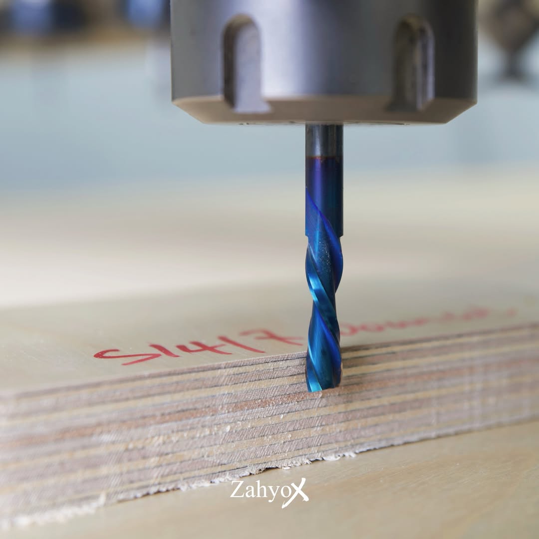 S1417 Solid Carbide nACo Coated Downcut Spiral Router Bit - 2 Flutes - 1/4 SD - 1/4 CD - 1 CL - 2-1/2 OL - Zahyox