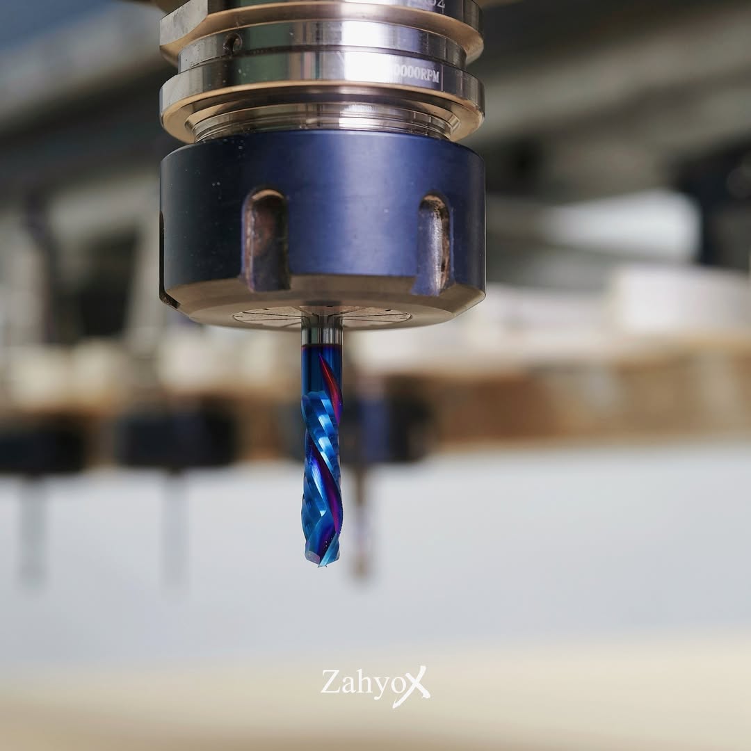 S1418 Solid Carbide nACo Coated Compression Spiral Router Bit - 2 Flutes - 1/4 SD - 1/4 CD - 1 CL - 2-1/2 OL - Zahyox