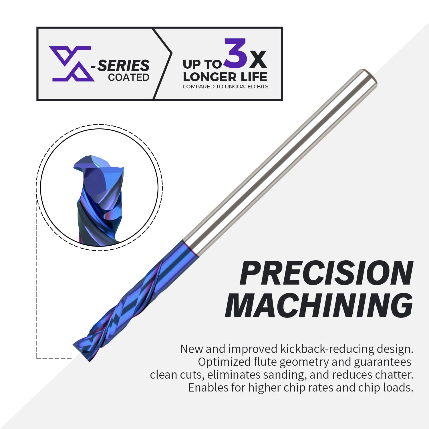 S1809 PRO Compression nACo Coated Spiral Router Bit - 2Flutes - 1/8 SD - 1/8 CD - 1/2 CL - 2 OL - 1/8 UCL - Zahyox