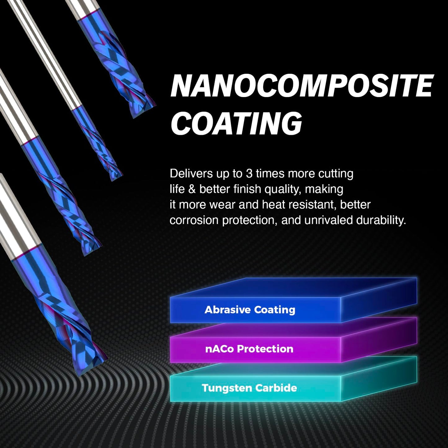 S1809 PRO Compression nACo Coated Spiral Router Bit - 2Flutes - 1/8 SD - 1/8 CD - 1/2 CL - 2 OL - 1/8 UCL