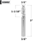 3/8" Shank Solid Carbide Compression CNC Spiral Router Bit - 2 Flutes - 3/8" Cutting Dia - 1-1/16" LOC - 3" OAL - S3802 - Zahyox