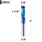 3/8" Shank Solid Carbide nACo Coated Compression Spiral Router Bit - 2 Flutes - 3/8" Cutting Dia - 1-1/8" LOC - 3" OAL - 1/4" UCL - S3813 PRO - Zahyox