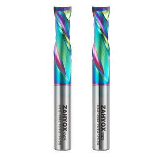 S3825 3/8" Shank Compression DLC Coated Spiral Router Bit - 2 Flutes - 3/8" Cutting Dia - 1-5/8" LOC - 3-1/2" OAL (2 Pack)