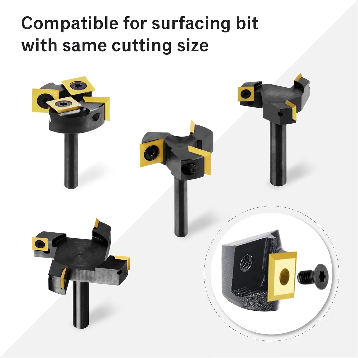 ZahyoX 12 mm beschichtete Hartmetalleinsätze, Ersatz für CNC-Spoilboard-Oberflächenfräser (12 mm x 12 mm, 2,2 mm), 30-Grad-Schnittwinkel (10 Stück) 