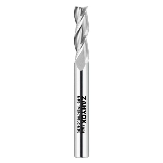 S1431 Solid Carbide Upcut Spiral Route Bit - 3 Flutes - 1/4 SD - 1/4 CD - 7/8 CL - 2-1/2 OL - Zahyox