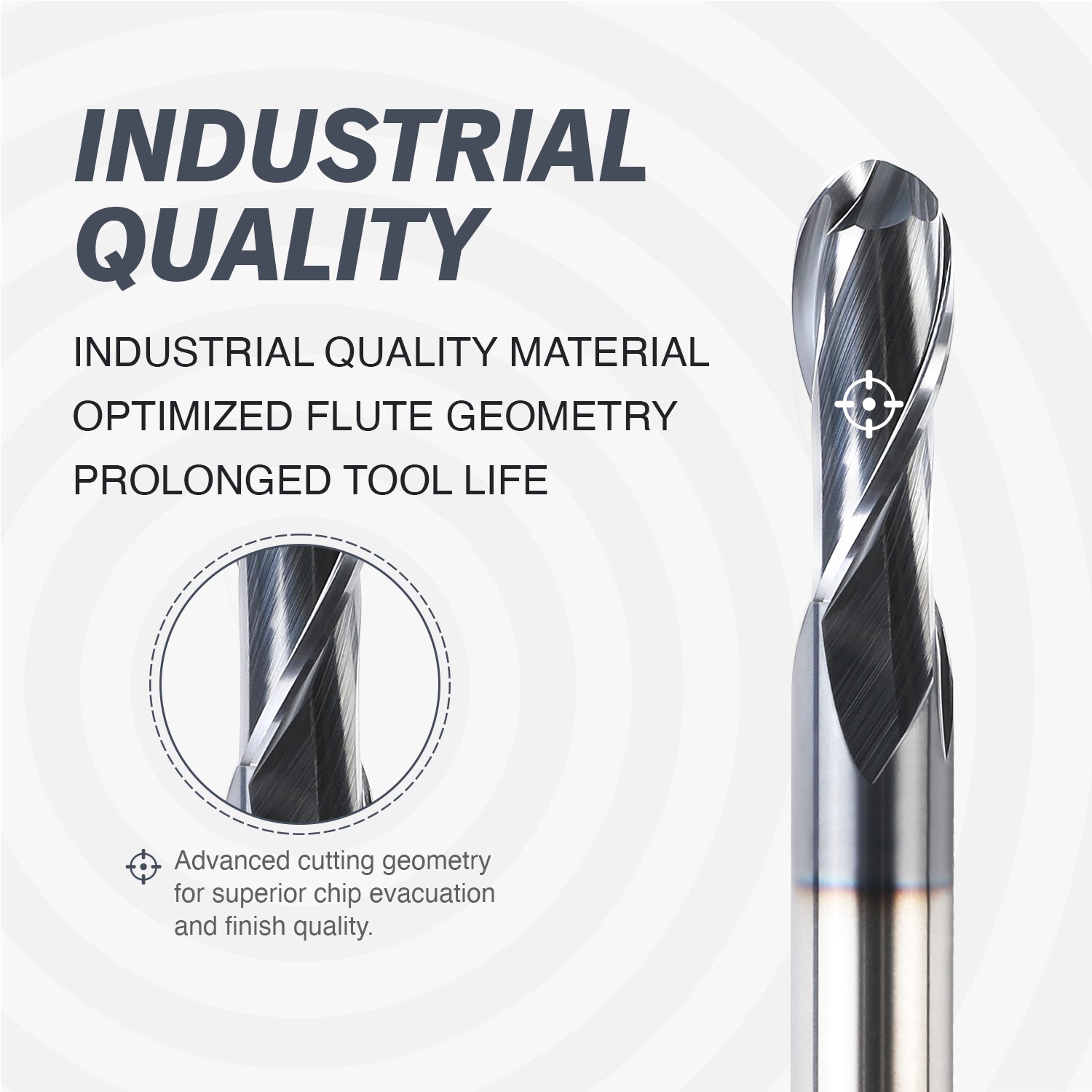 B3801 Upcut Ball End Mill - 2 Flutes - 3/8 Dia - 3/8 Shank - 1 LOC - 2-1/2 OAL - R3/16 - Zahyox